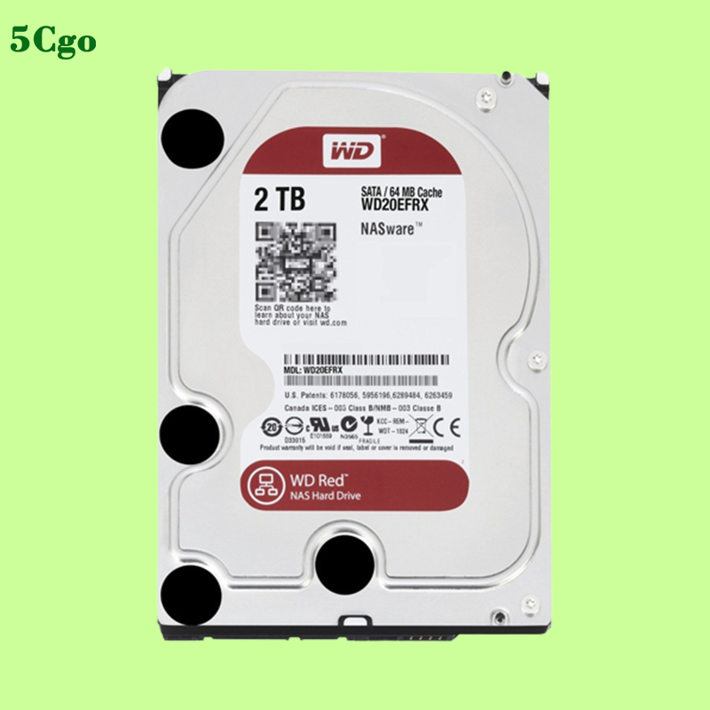 5Cgo【含稅】WD/西部數據 WD20EFRX 2TB 3.5英吋 64M 桌上型電腦監控錄像機NAS專用紅標