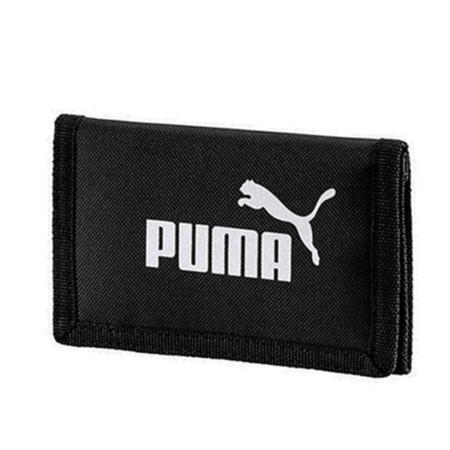 PUMA LOGO  運動短夾  運動錢包  皮夾 三折式 拉鍊 多夾層 兒童 學生皮夾   黑色 07561701