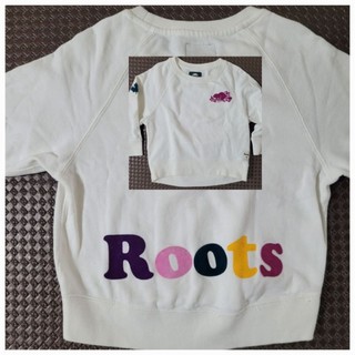 roots 女童 大童 海狸 白色 長袖 大學T 大logo XS 4 4T