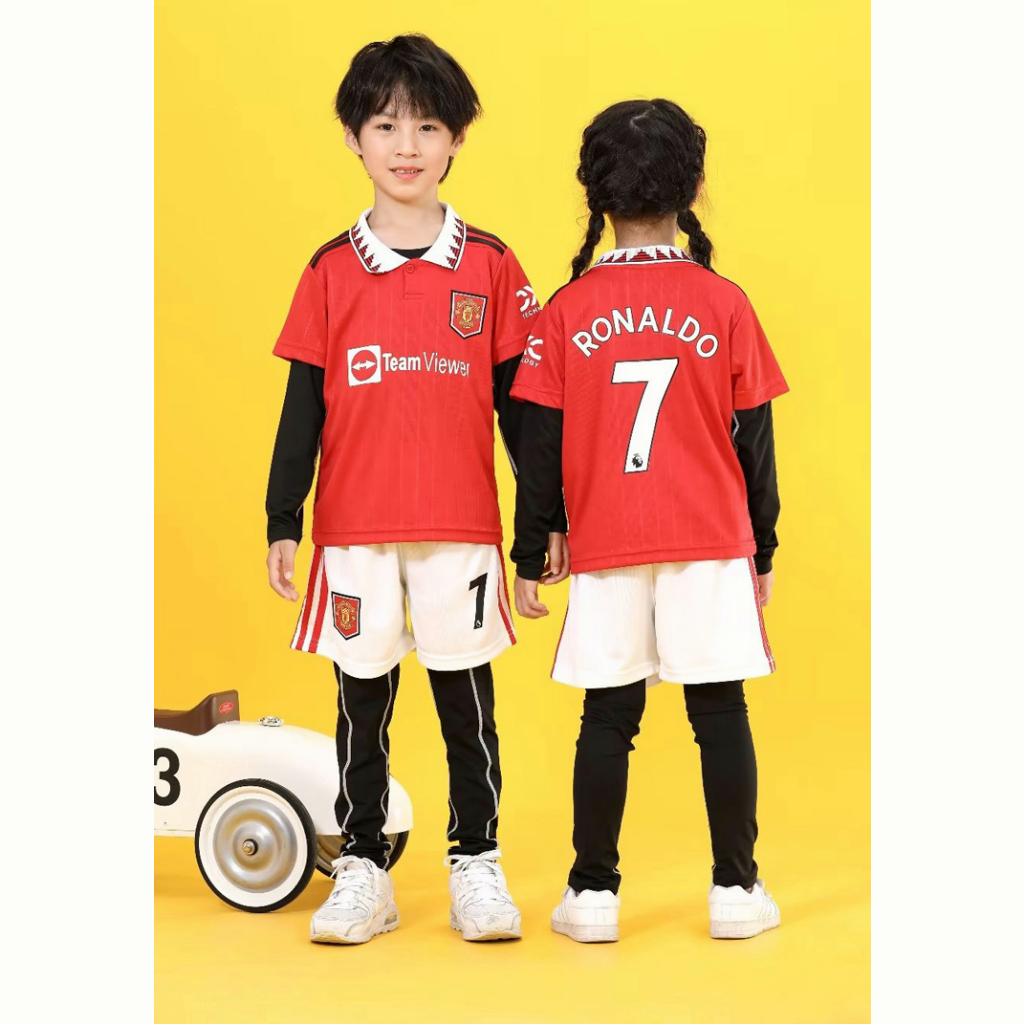 新款 RONALDO足球衣 童裝 曼聯比賽隊服 兒童足球衣 兒童曼聯 C羅 羅納爾多7號 主場 足球服 兒童足球衣