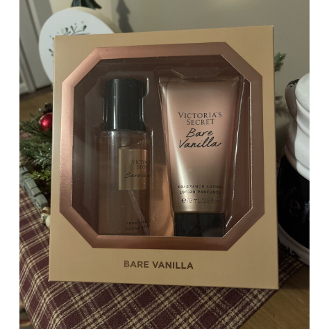 【Victoria's Secret】Bare Vanilla 2 件式迷你噴霧和乳液禮品組（盒損，但不影響商品*1組）