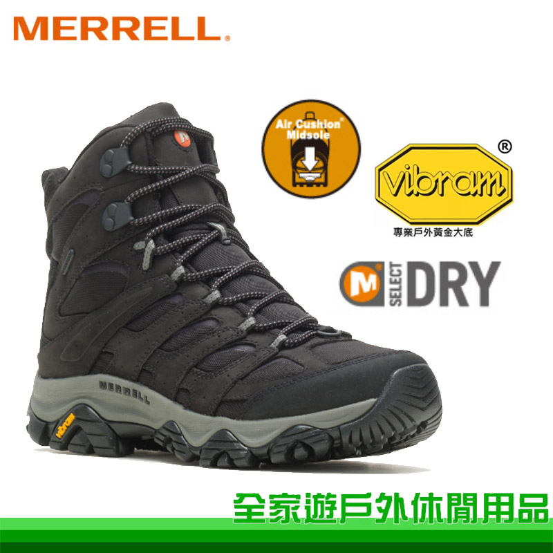 【MERRELL 美國】男 MOAB 3 APEX MID WATERPROOF 中筒登山鞋 黑 ML037049