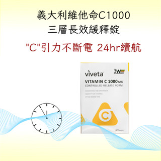 義大利維他命C1000三層長效緩釋錠/24h緩釋C/全日穩定釋放維他命C/營養不浪費/長續航C/抗氧化/現貨