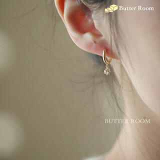 Butter Room 925純銀耳環 閃閃小球 （金/銀） 臺灣出貨免運 鋯石 耳圈 圈圈