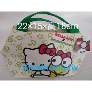 正版 Hello kitty ×大眼蛙 綠色 保冷袋 保溫袋 便當袋