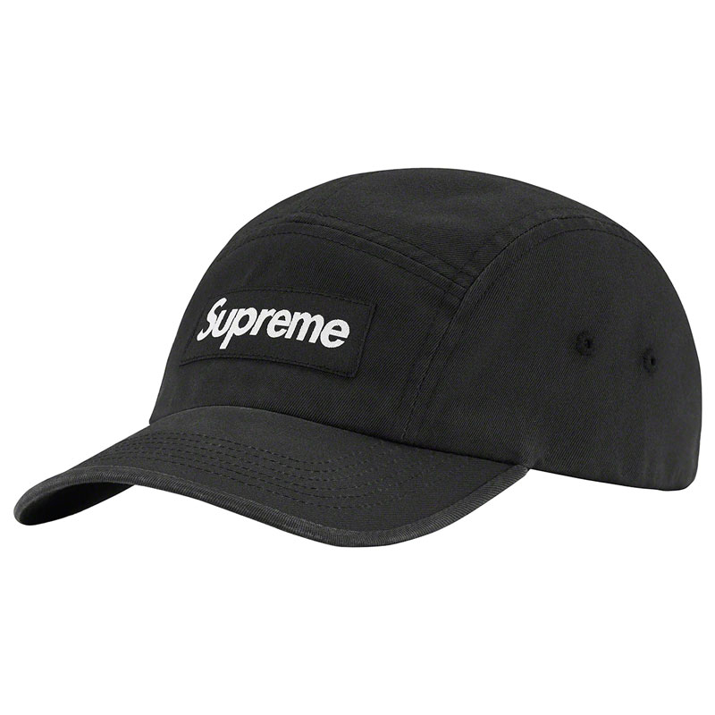 SUPREME SS23 Washed Chino Twill Camp Cap 五分割帽 (黑色) 化學原宿