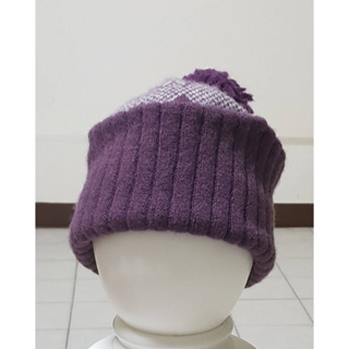 KANGOL 英國袋鼠 滑雪毛球針織帽 FOUNDED 38.83 ONE SIZE 紫色 雪花針織帽