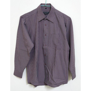 二手衣 Valentino 紫底白條紋 商務風格 長袖 休閒 襯衫