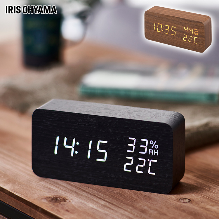 ☆日本代購☆IRIS OHYAMA ICW-01WH 桌上型 電子鐘 鬧鐘 溫度 濕度 日期 插電式 國際電壓 兩色可選