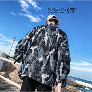 台灣現貨🔵日本祭典外套3色中國風仙鶴文雅羽織 仙鶴白外套 藍色外套 日式和風外套 和服上衣 祭典外套 夏天防曬外套