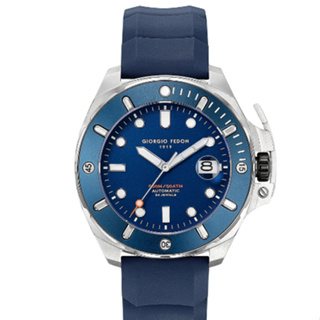 【GIORGIO FEDON 1919】喬治菲登500米潛水機械錶-藍 橡膠帶45mm GFCU002