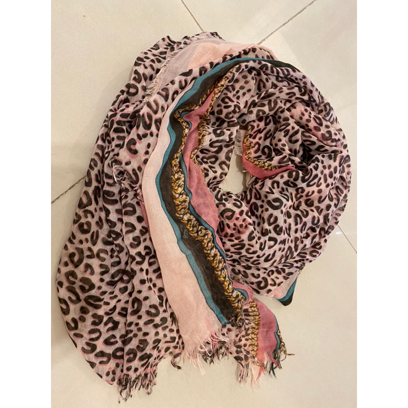 粉紅豹紋圍巾長方巾薄方巾