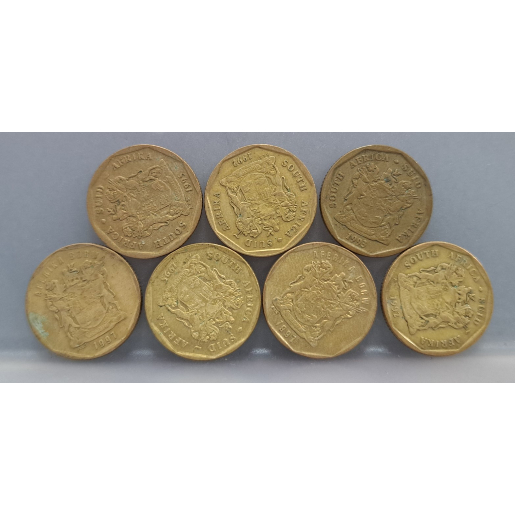 幣304 南非1992.93.95.97年20分硬幣 共7枚