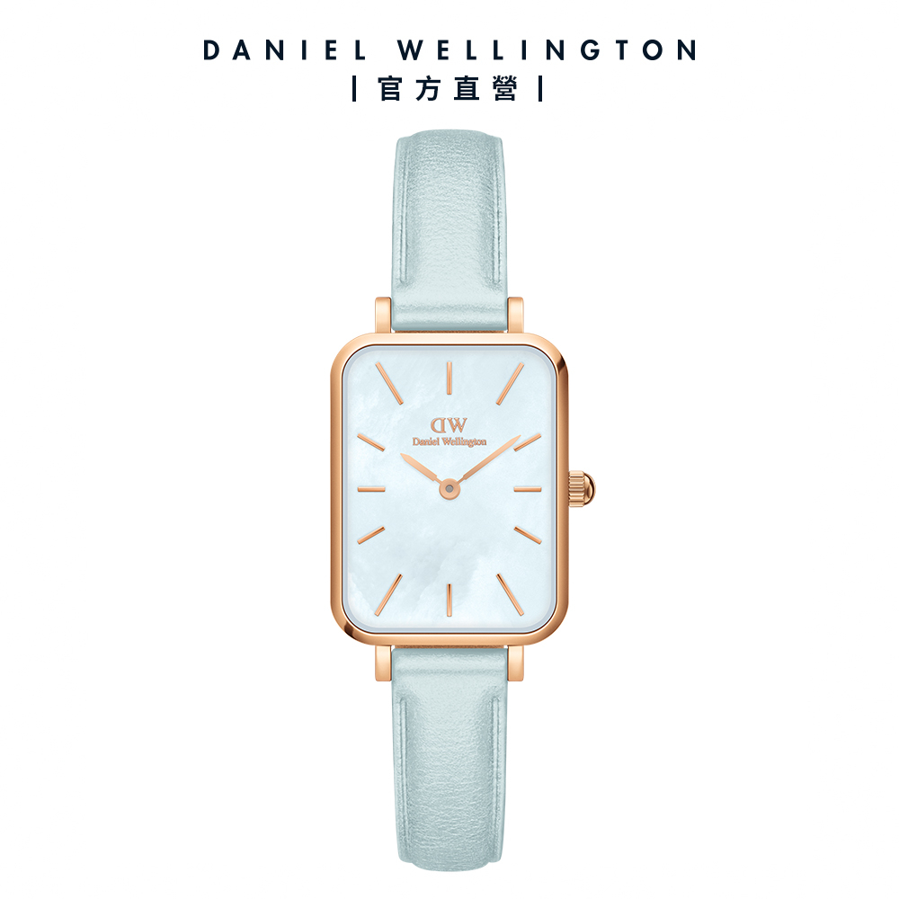 【Daniel Wellington】DW 手錶 Quadro 20X26 春日花時系列真皮皮革錶-鈴花藍錶盤