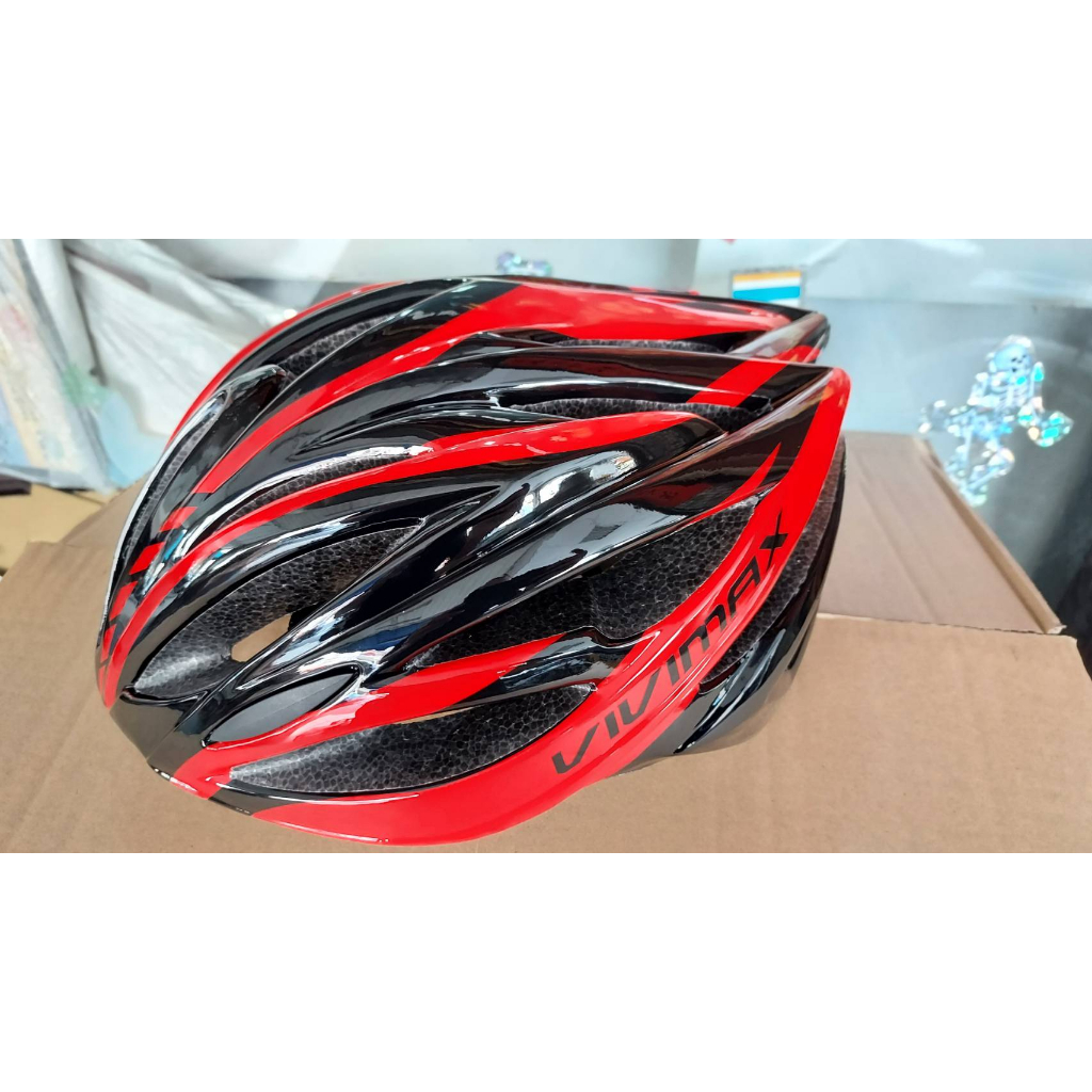 {名森自行車}VIVIMAX STRIKER輕量化自行車安全帽 可調式單車頭盔    黑紅色