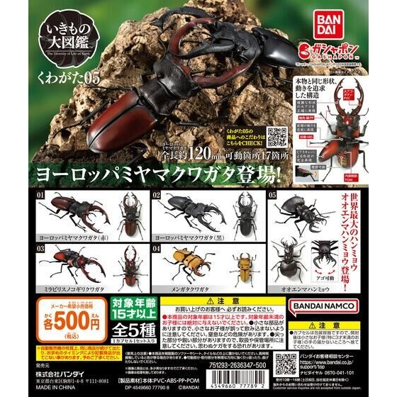 𓅓MOCHO𓅓 現貨 BANDAI 扭蛋 生物大圖鑑-鍬形蟲篇05 全5種