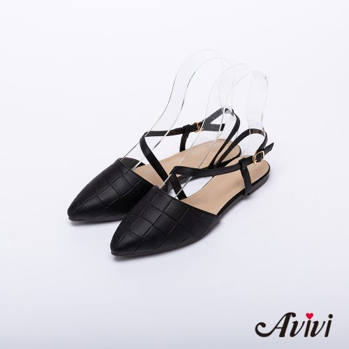 【Avivi】 編織壓紋涼鞋-黑色/米色/粉色