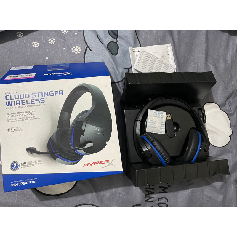 PS4 PC無線藍芽耳機, HyperX Cloud Stinger Wireless 盒裝完整 含充電線 藍芽接收器