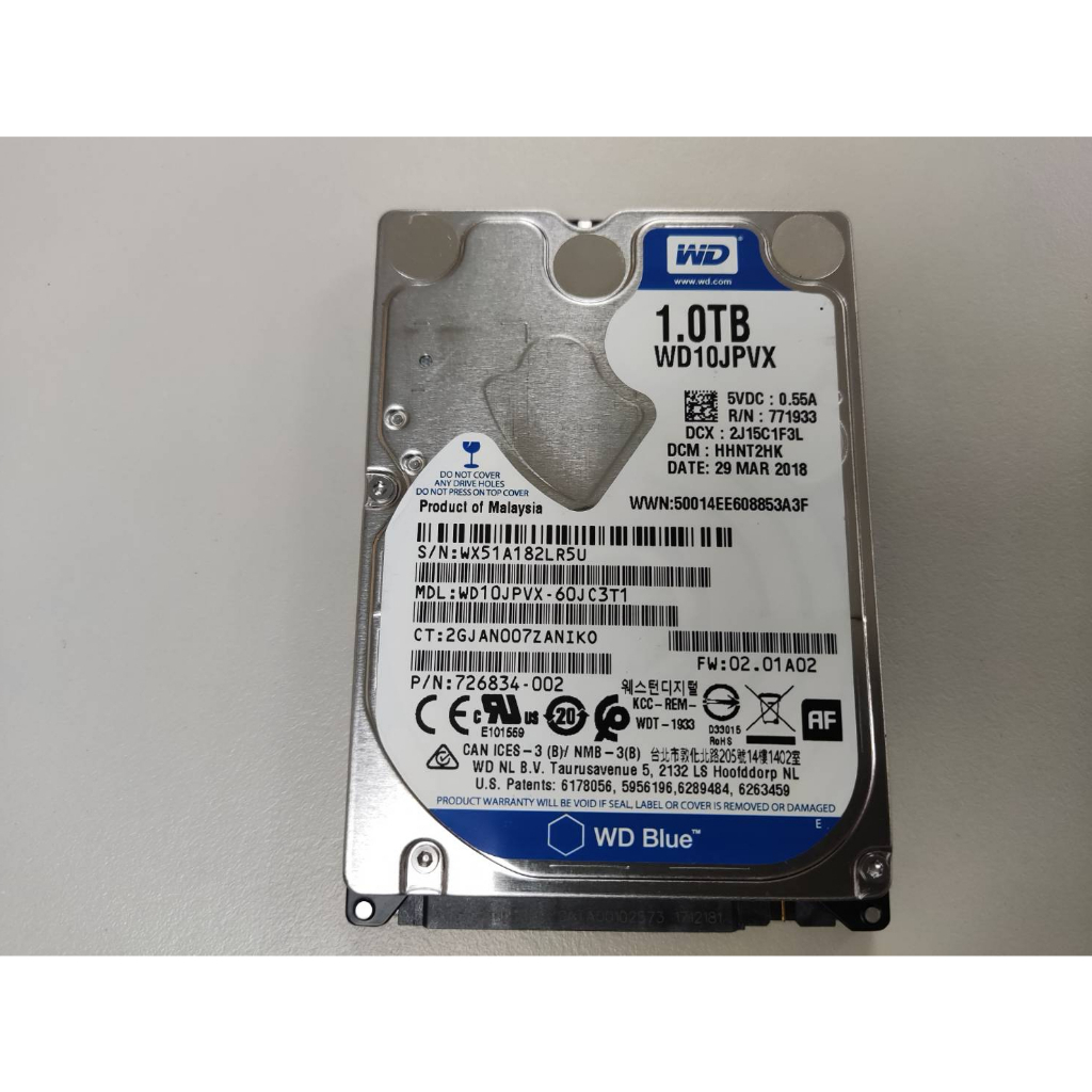 良品 筆電 硬碟 WD 藍標 SATA3 1TB 1000G 2.5 吋 9.5mm 筆記型 電腦 儲存 磁碟 SSD
