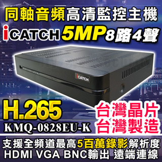 可取 iCatch 5MP H.265 8路 AHD KMQ-0828EU 監視器 DVR NVR TVI 1080P