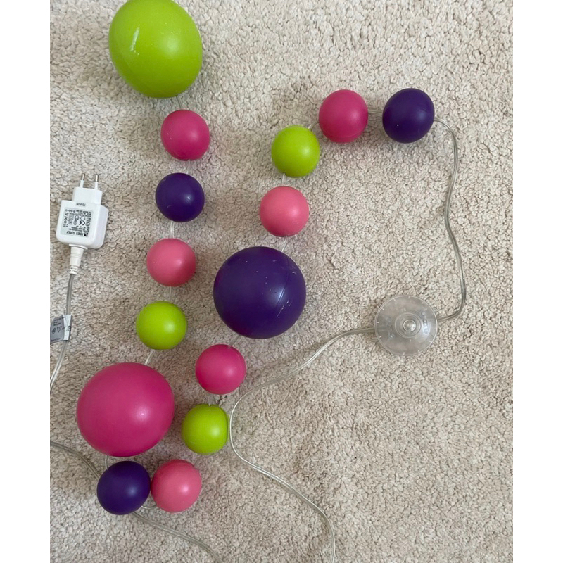 Ikea finfin light彩球女孩女童兒童房布置小夜燈 Led 球形彩色裝飾燈串