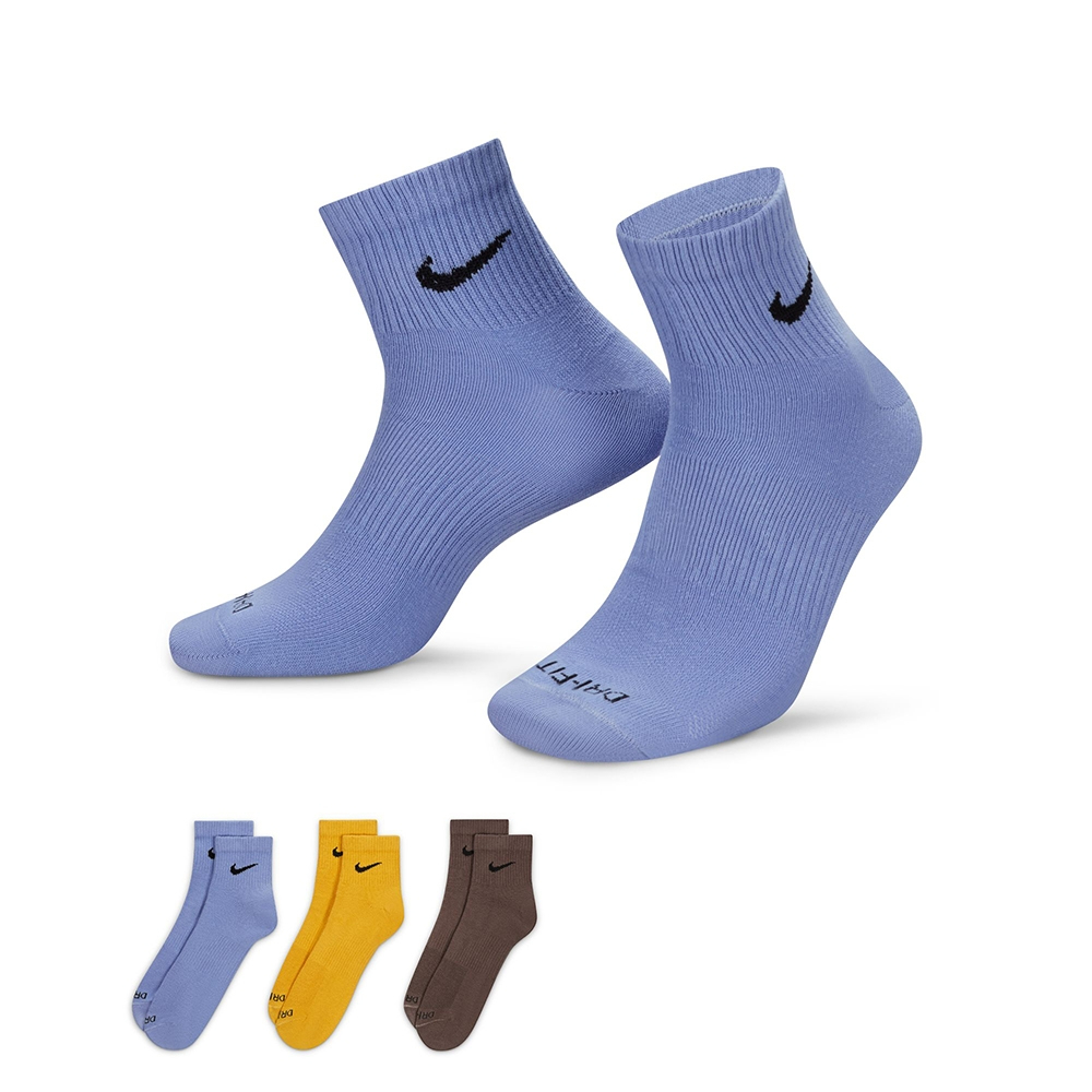 NIKE 襪子 男女運動襪 籃球襪 三入組 藍 黃 咖啡 SX6893927