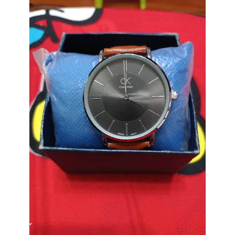 C&amp;K男女通用手錶錶面寬40mm厚度8mm橘色帶時尙帥氣的