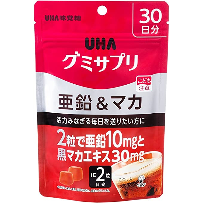 UHA 味覺糖 軟糖補充劑 鋅和瑪卡 可樂味 30天 日本直郵