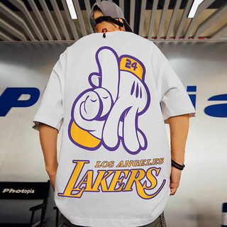 【Glorious 8】NBA湖人隊 大Logo LA 短袖T恤 黑/白