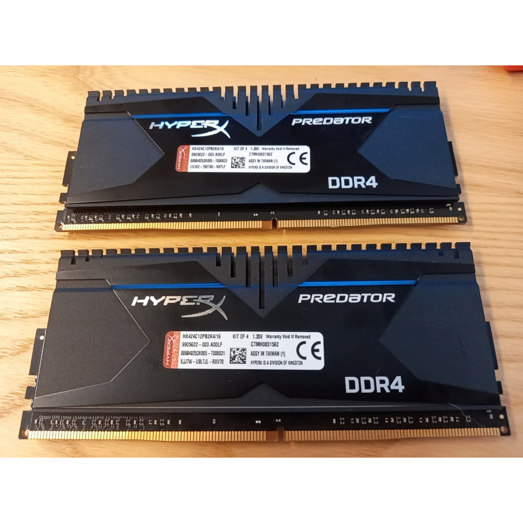 金士頓 DDR4 2400 4G*2 hx424c12pb2k4/16 記憶體