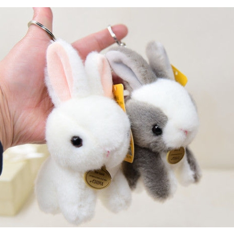 兔寶寶 可愛卡通兔兔鑰匙扣 跳跳兔毛絨背包小掛件 萌萌坐姿小兔包包飾品書包吊飾玩偶