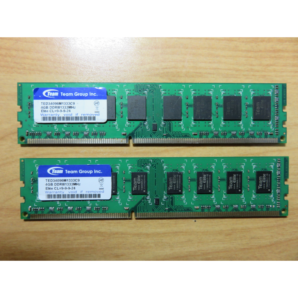 D.桌上型電腦記憶體-Team 十銓 DDR3-1333雙通道 4GB*2共8GB 不分售 直購價100