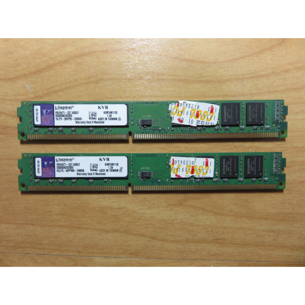 D.桌上型電腦記憶體-金士頓Kingston DDR3-1600雙通道 8G*2共16GB不分售 窄版 直購價780