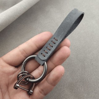 [臺灣現貨]真皮手工縫製鑰匙圈 汽車遙控鑰匙圈 頭層牛皮鑰匙圈 磨砂皮鑰匙扣 家用鑰匙圈
