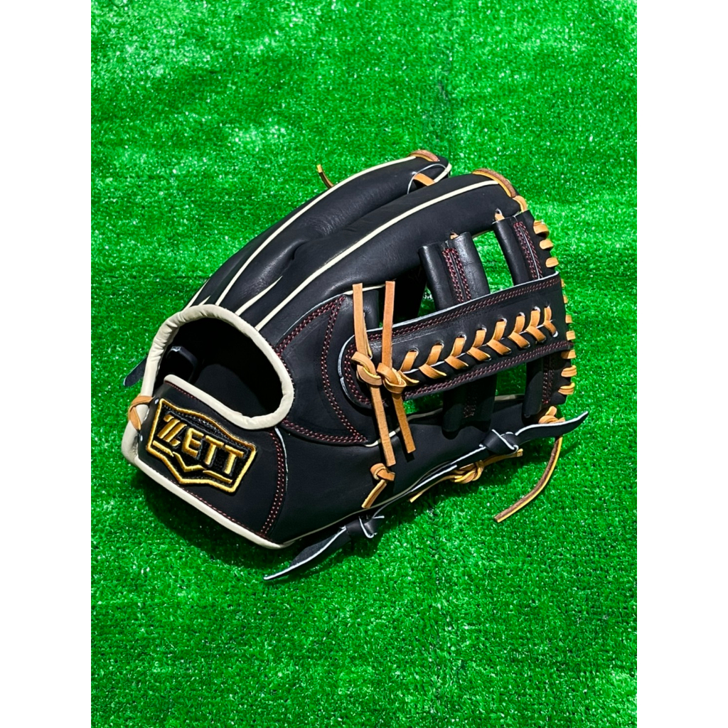 棒球世界ZETT SPECIAL ORDER訂製款棒壘球手套硬式小牛皮特價Z2215系列11.75吋黑色