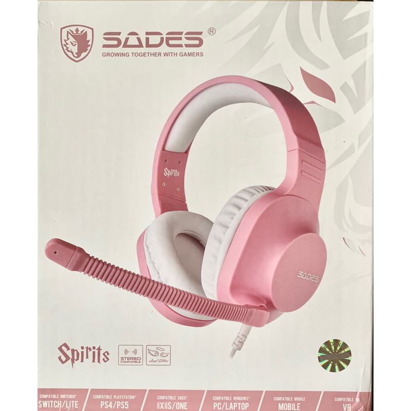 SADES 賽德斯 (SA-721)spirits 精靈 10周年紀念限量款 電競耳機麥克風(粉紅色）
