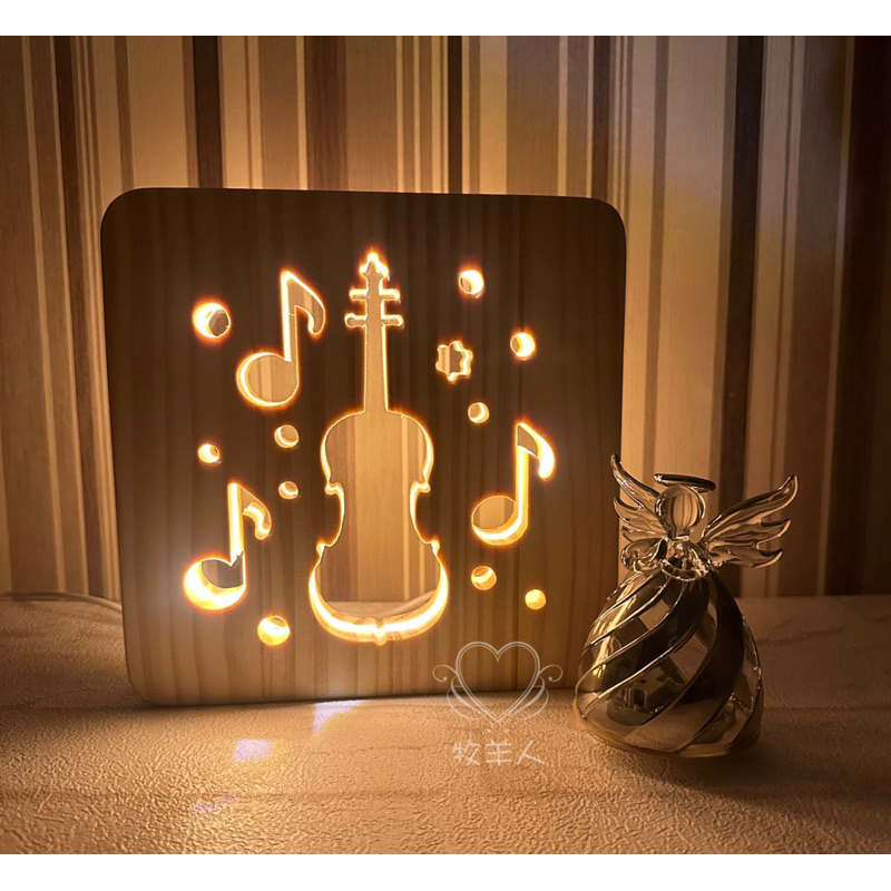 【現貨+預購】大提琴款 LED木質夜燈 可刻字 可開收據 基督教 受洗 聖誕節 擺飾 喬遷禮 福音禮品 營會 婚禮