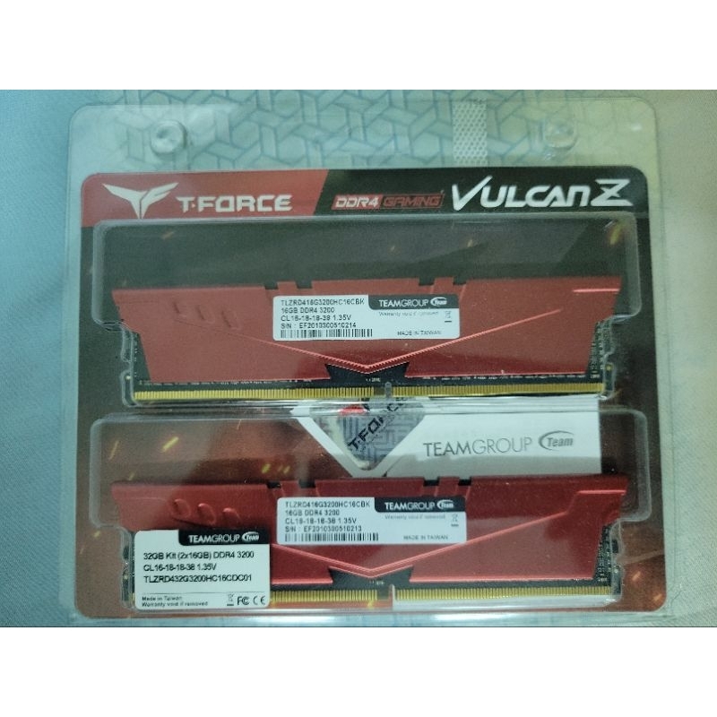 TEAM十銓T-Force Vulcan Z 火神散熱片系列 DDR4 3200 16Gx2