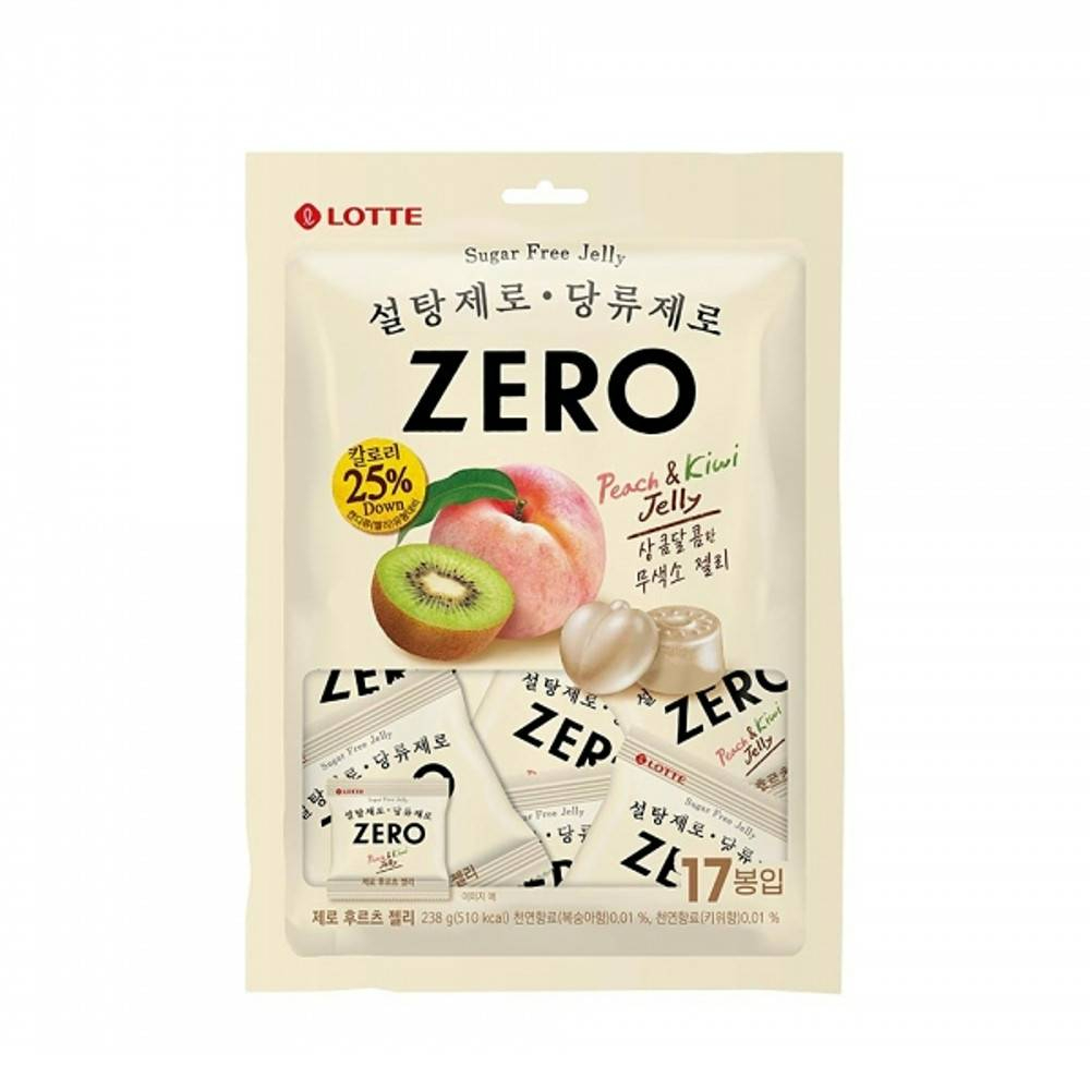 韓國LOTTE樂天 ZERO🍑奇異果水蜜桃mix軟糖238g/包(125kcal)