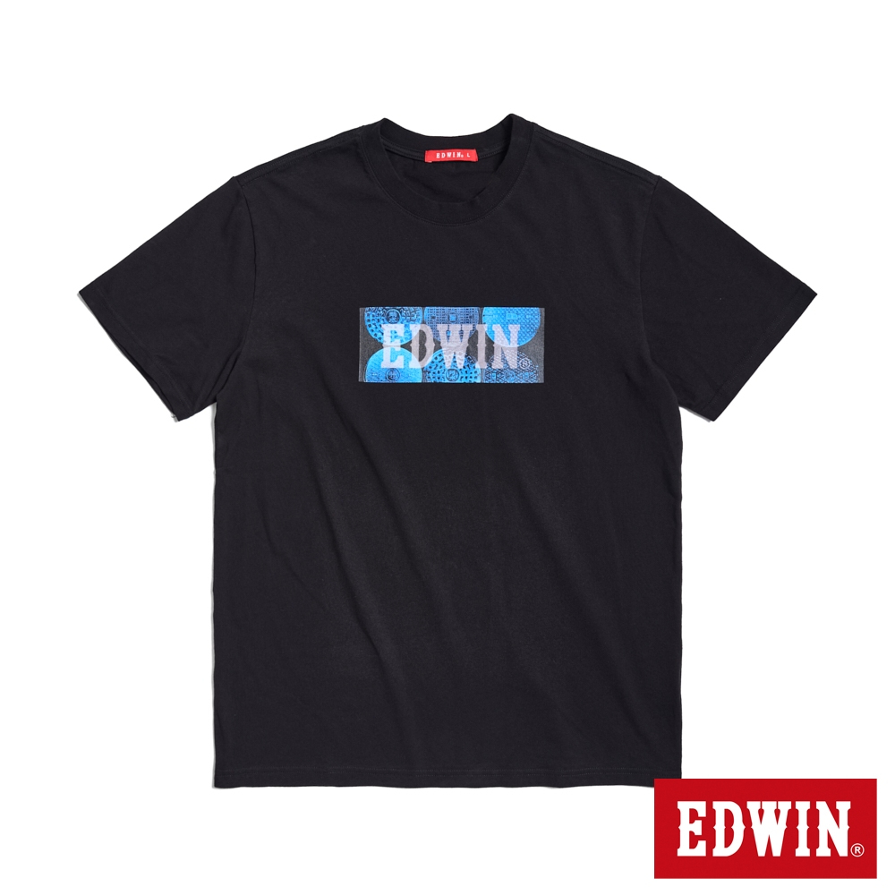 EDWIN 人氣復刻款 地蓋紋LOGO短袖T恤(黑色)-男款
