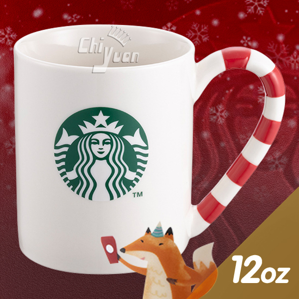 Starbucks 台灣星巴克 2019 聖誕節 狐狸拐杖糖馬克杯 12oz 柺杖糖 枴杖糖 白女神LOGO
