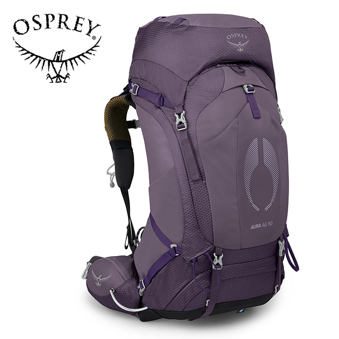 【Osprey 美國】AURA AG 50 網架輕量登山背包 女款 魅惑紫｜健行背包 背包客旅行徒步大背包