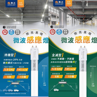 24H出貨 舞光 LED T8 微波感應燈管/室內停車場專用(20%待機型-全滅型可供選擇)