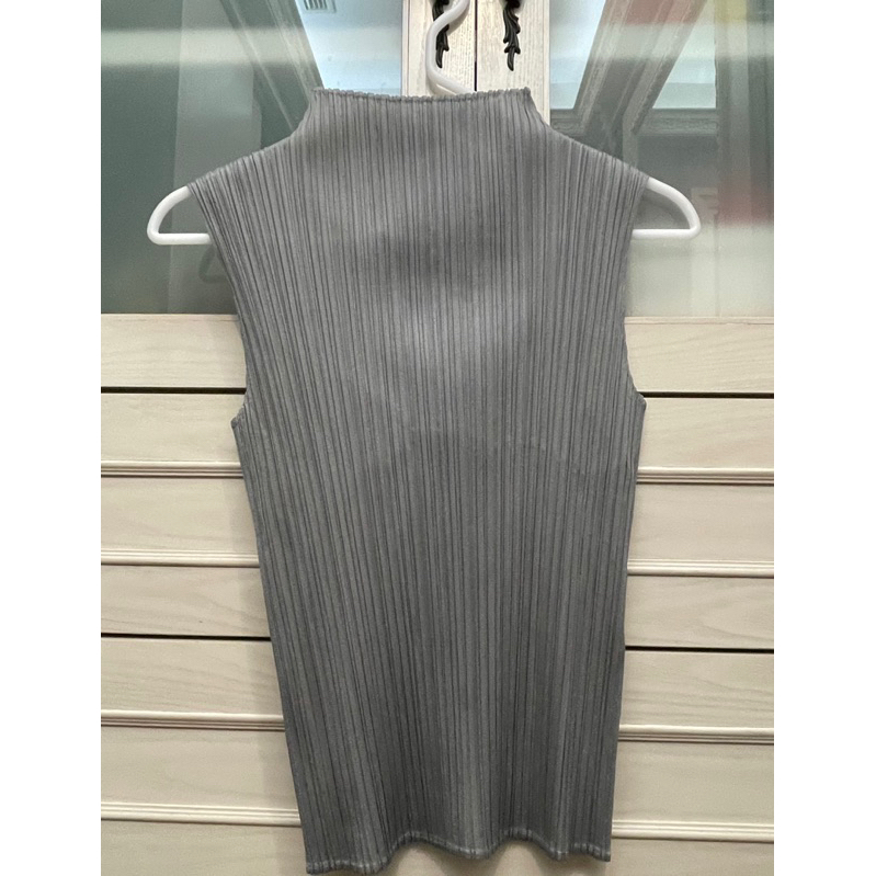 PLEATS PLEASE 三宅一生 立領無袖背心 二手 灰色