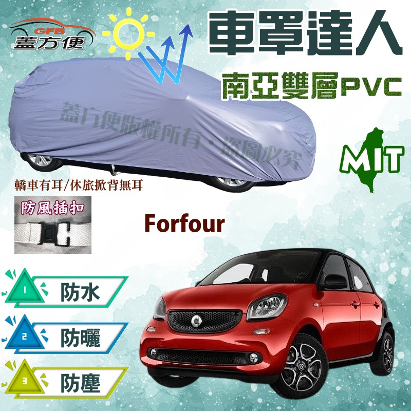【蓋方便】車罩達人（小五門）南亞PVC防水雙層車罩《賓士 Smart》Forfour（4人座）台灣製 現貨可自取