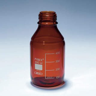 《PYREX》茶色廣口血清試藥瓶 紅蓋 GL45 Bottle, Media, Screw Cap, Amber