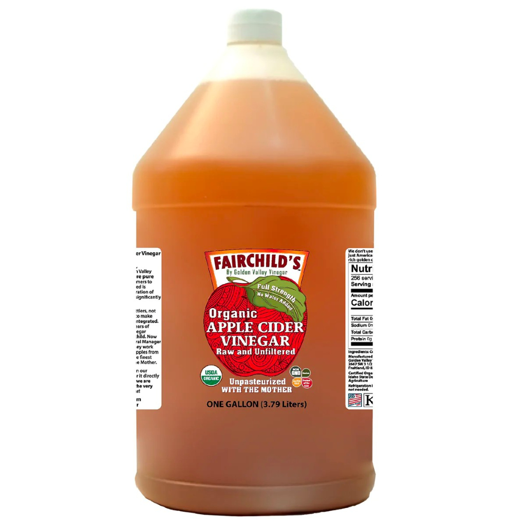 Fairchild's 128oz(1加侖） 蘋果醋 [費爾先生] 未稀釋、最純、最原始的 “生” 蘋果醋，無糖生酮