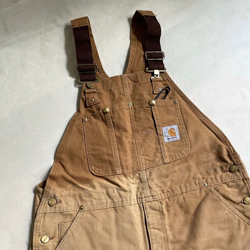 美國製造 Carhartt Lined Bib Overall 純棉厚磅帆布 內裡鋪棉 自然褪色 吊帶褲 vintage
