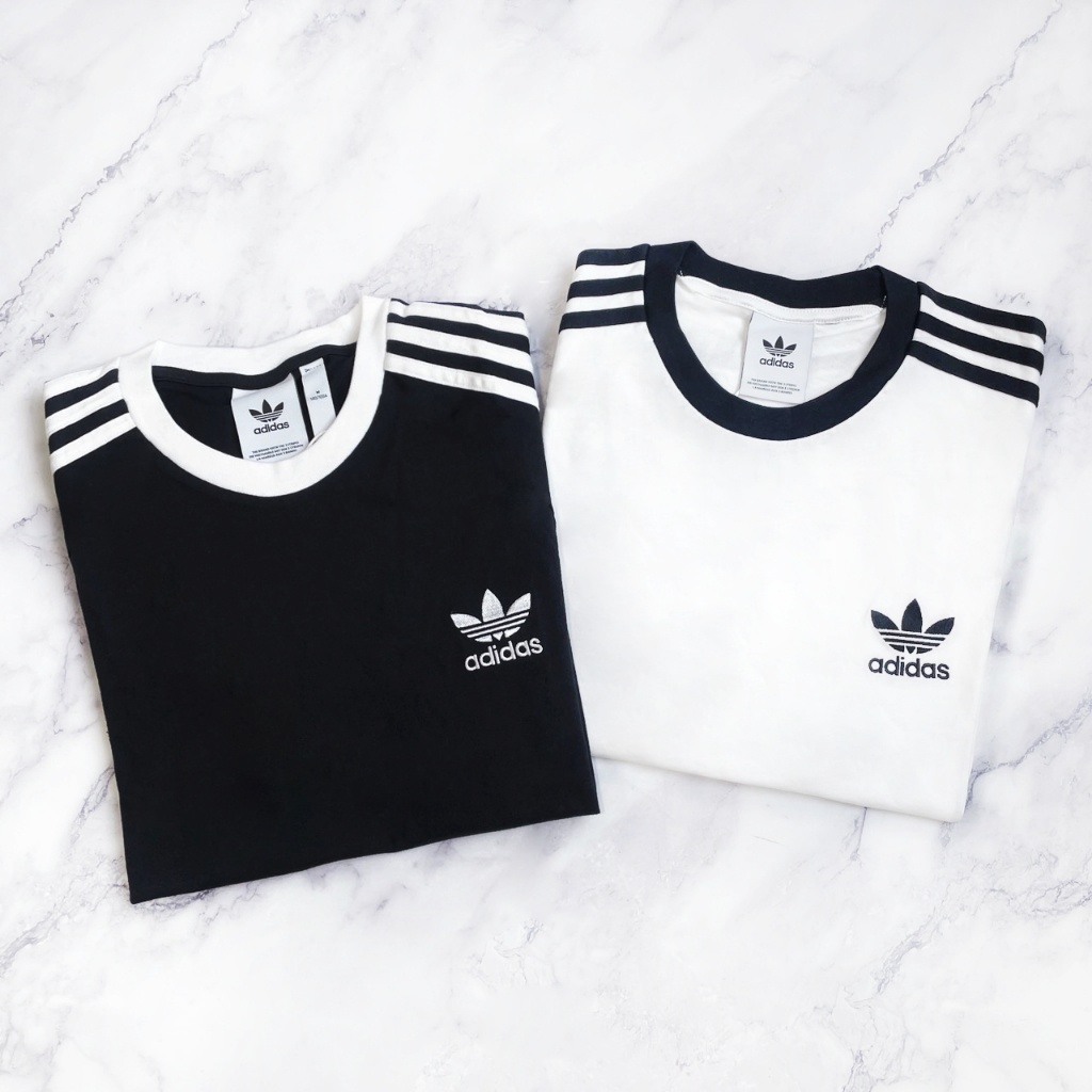 Adidas Originals 男女可穿 三葉草 短袖 滾邊 情侶款 黑白色 GN2913 CW1203 CW1202