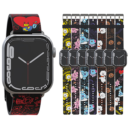 Apple Watch Ultra│韓國 BT21 黑色版 圖案印刷 矽膠錶帶